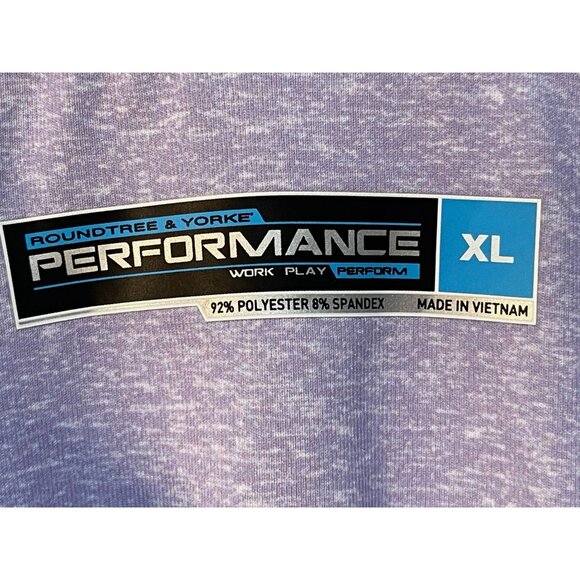 Roundtree & Yorke Men's Performance Polo Shirt XL Purple Striped 92% Polyester - Picture 3 of 5